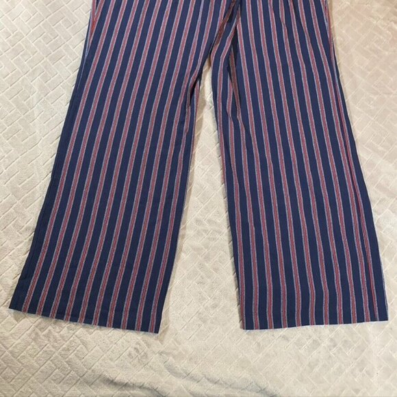 Michael Kors Womens Large Pants Blue Red Striped Relaxed Wide Leg Patriotic - Picture 12 of 12